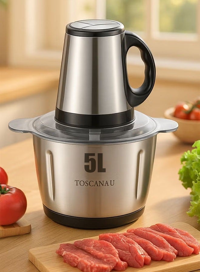 توسكانا يو مفرمة لحم 5 لتر وقطاعة خضار كهربائية من الستانلس ستيل - Image 1