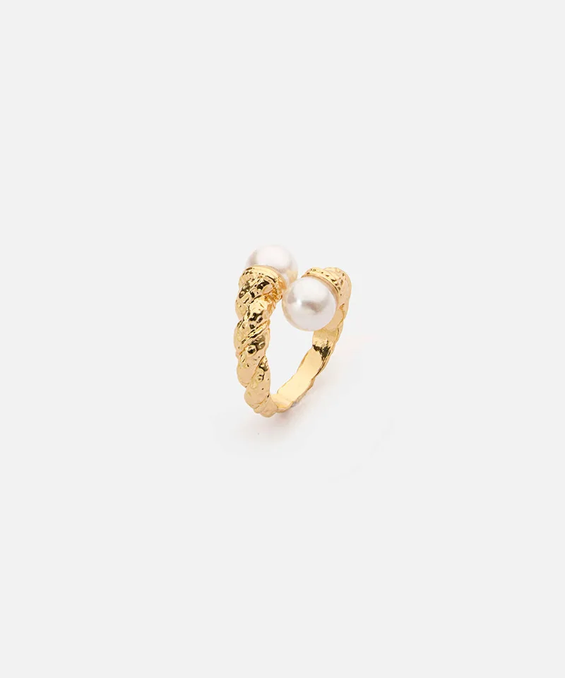 ايبيكيول Textured Ring with Faux Pearls