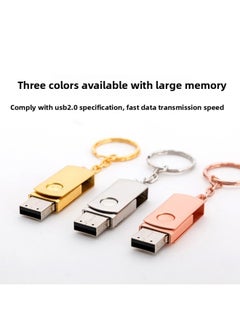 Generic Enough Small Fat Metal Rotating U Disk 2g4g8g16g32g64g128g Computer High-speed Bidding U Disk-Colour:Gold-Capacity:8GB  - Image 2
