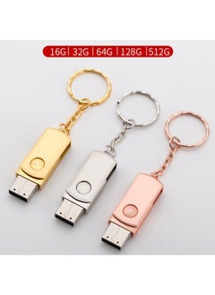 Generic Enough Small Fat Metal Rotating U Disk 2g4g8g16g32g64g128g Computer High-speed Bidding U Disk-Colour:Gold-Capacity:8GB  - Image 1