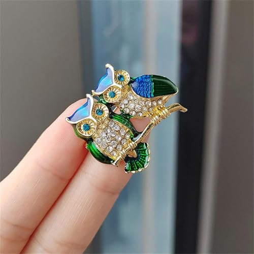XFSAFDM 2pcs Brooch Pin For Women Double Magpie And Owl Lapel Pin Rhinestone Pearl Birds Brooch Animal Magpie Lapel Brooch Cute Crystal Birds Badge Pins Clothing Accessories - Image 4