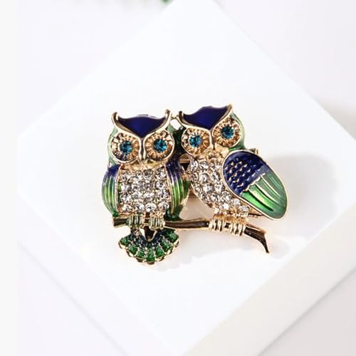 XFSAFDM 2pcs Brooch Pin For Women Double Magpie And Owl Lapel Pin Rhinestone Pearl Birds Brooch Animal Magpie Lapel Brooch Cute Crystal Birds Badge Pins Clothing Accessories - Image 2