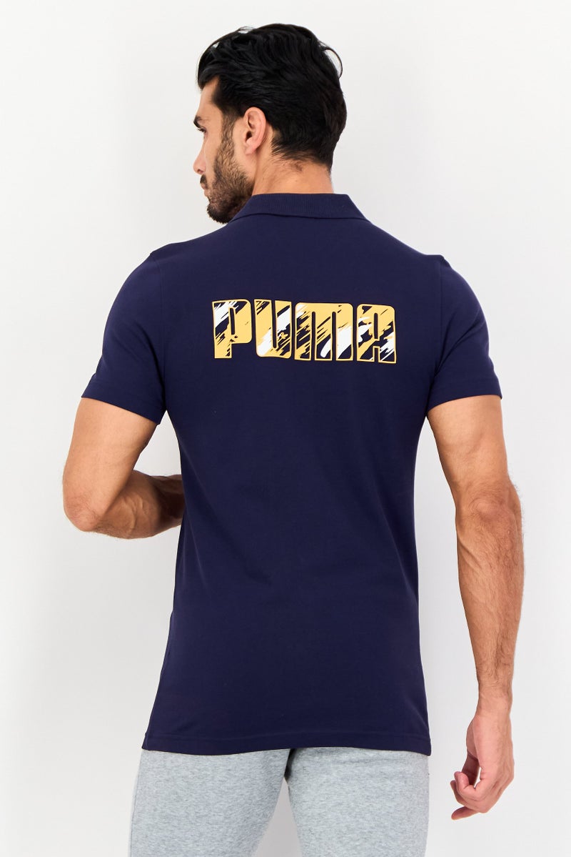 PUMA تي شيرت بولو قصير الأكمام للرجال، رياضي، خارجي، لون كحلي - Image 3