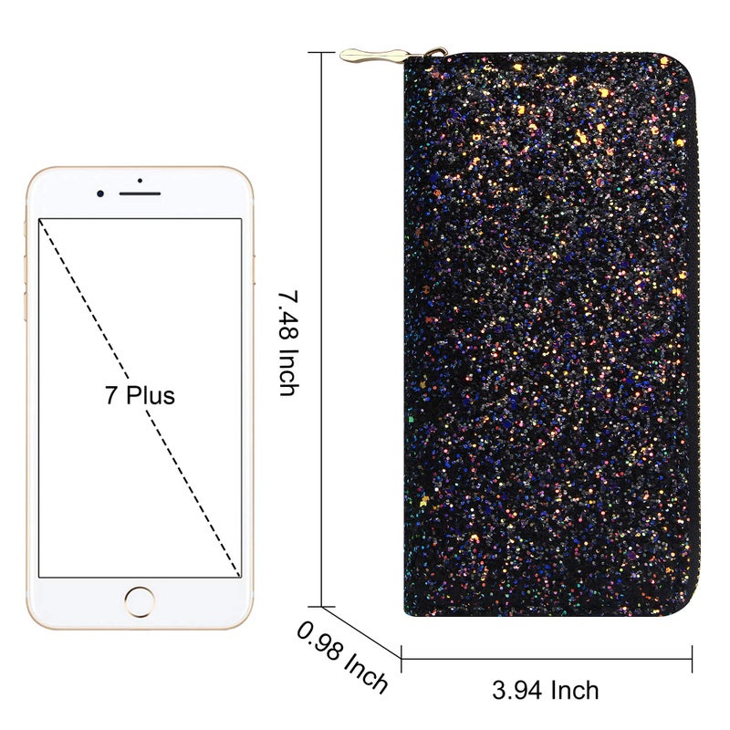 KUKOO محفظة كوكو اللامعة للنساء، حقيبة هاتف طويلة لامعة، حافظة بطاقات للسيدات - Image 3