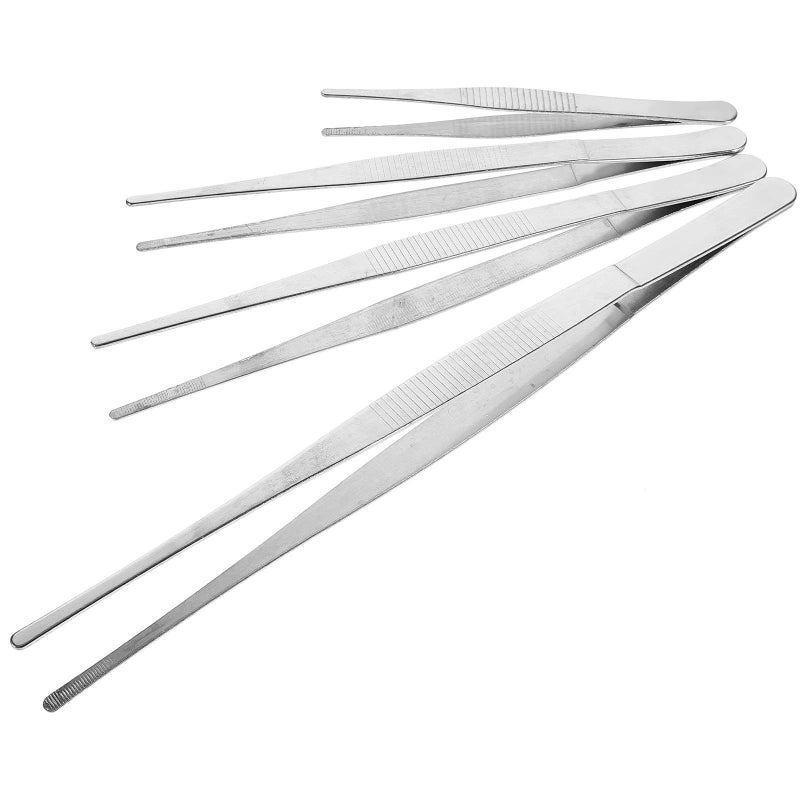 Stainless Steel Gardening Tweezers Set 4Pcs Long Handle Serrated Tips 12 25Cm - Image 2