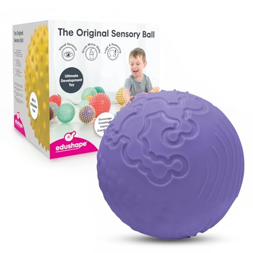 Edushape Textureiffic Sensory Ball for Baby 7 Purple Color Baby Ball that Helps Enhance Gross Motor Skills for Kids Toddler Ball with 8 Sections of Different Tactile Patterns - Image 1