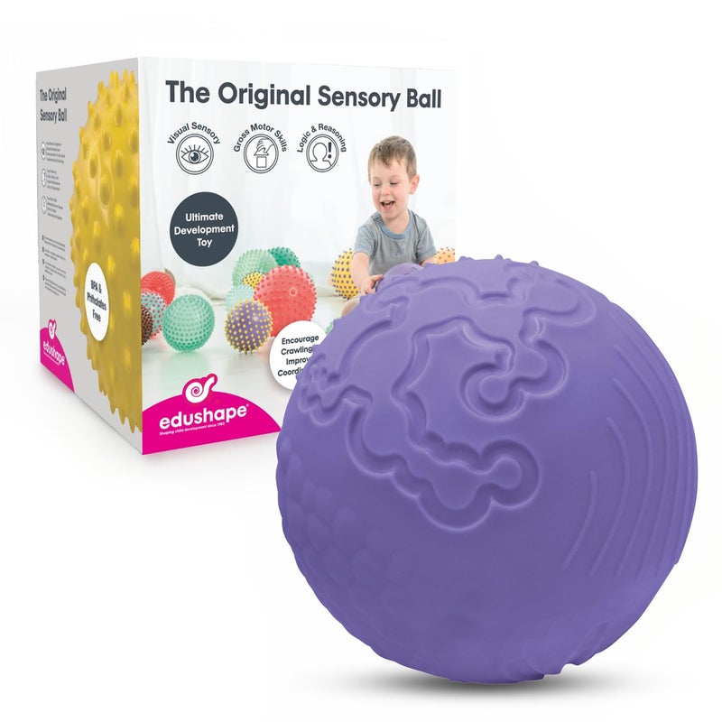Edushape Textureiffic Sensory Ball for Baby 7 Purple Color Baby Ball that Helps Enhance Gross Motor Skills for Kids Toddler Ball with 8 Sections of Different Tactile Patterns - Image 2