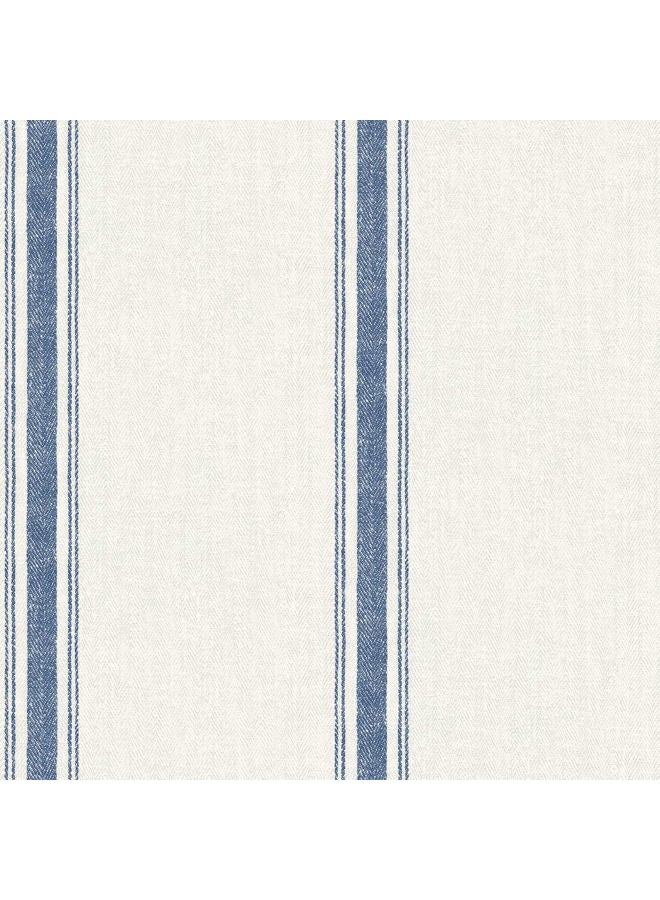 Chesapeake 3115-12462 Linette Fabric Stripe Wallpaper, Blue - Image 1