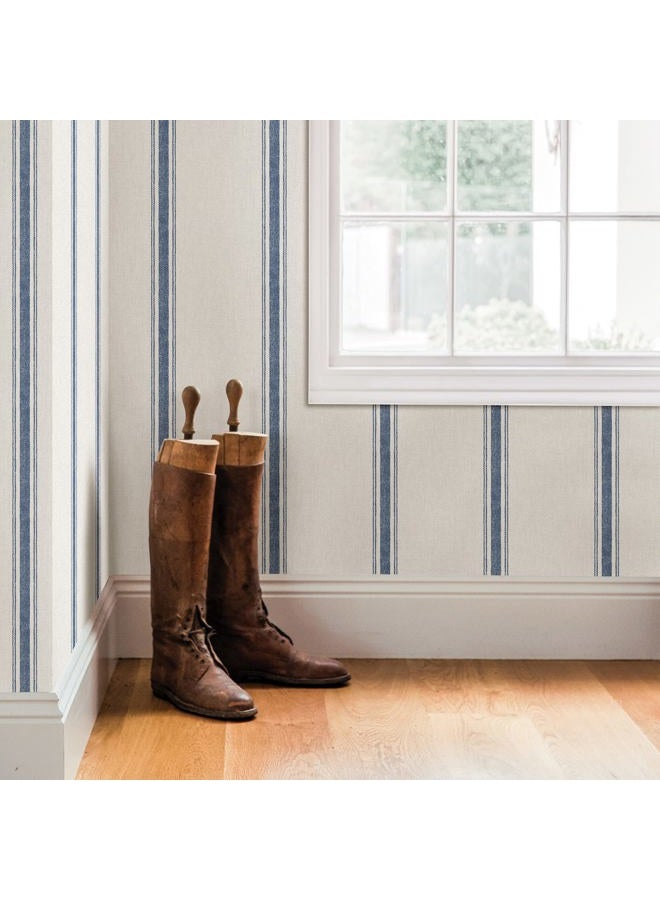 Chesapeake 3115-12462 Linette Fabric Stripe Wallpaper, Blue - Image 2