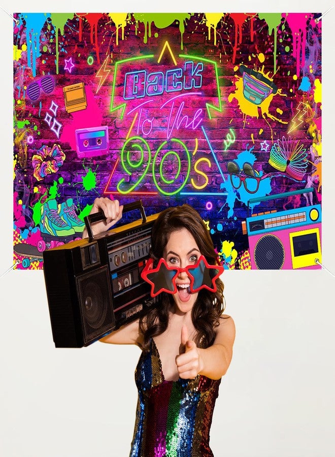 Mocsicka 90's Party Decorations Back to 90's Banner 90's Backdrop Hip Hop Graffiti Background 1990s Party Decorations Backdrop for Photography, 72.8 x 43.3 Inch - Image 4