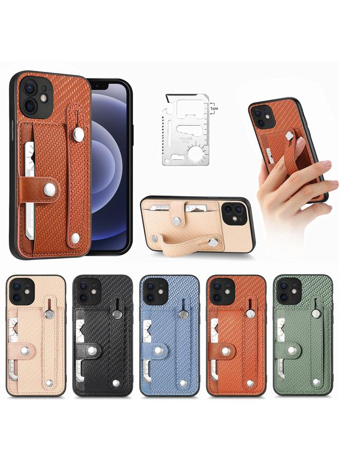 اس-توب جراب لهاتف iPhone 12 mini مزود بسوار معصم ومسند ومحفظة بطاقات وغطاء خلفي وحافظة هاتف مع سكين أداة - Image 3