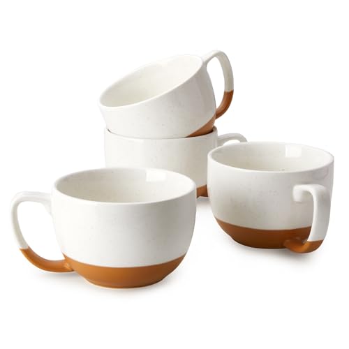 Teocera Beige Coffee Mugs Set of 4, 16 oz Ceramic Coffee Mug, Large Mug Set with Handle for Cold or Hot Drinks like Cocoa, Latte, Milk, Cereal, Durable Porcelain with Nordic Style - Image 1