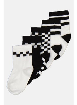 RBX Kids Boy 5 Pairs Checkered Socks, Black/White  - Image 2