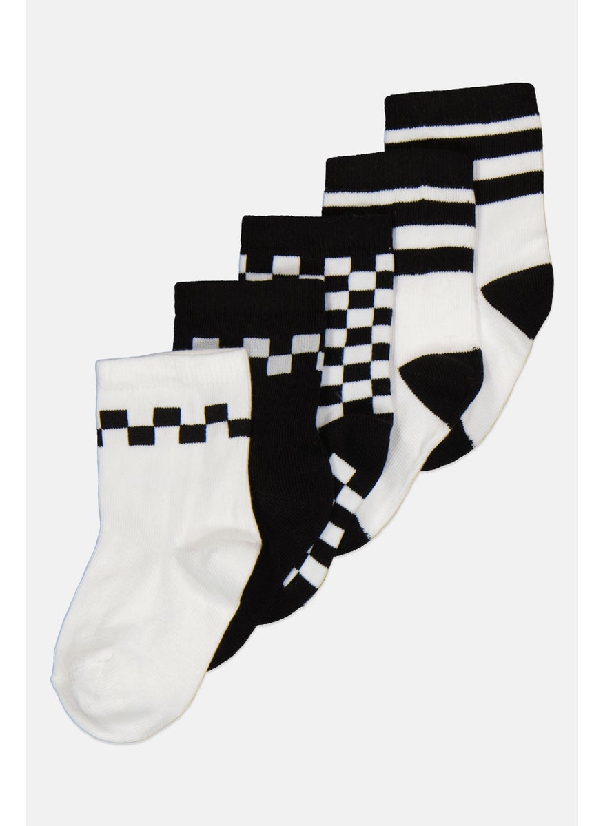 RBX - Kids Boy 5 Pairs Checkered Socks, Black/White - Image 1