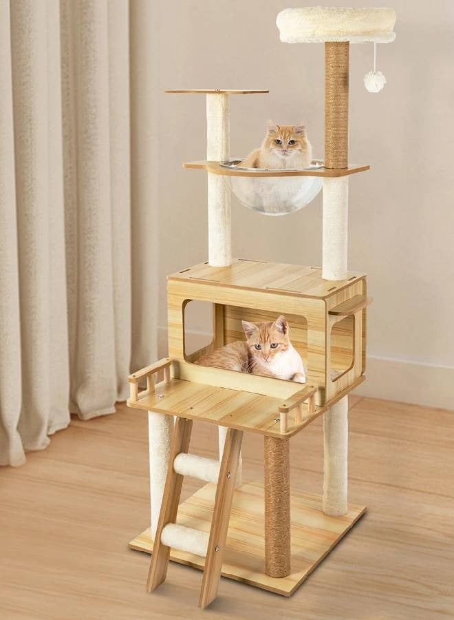 إن كي أكس شجرة قطط أنيقة متعددة المستويات مع مخبأ مريح ومقاعد فخمة - Image 3