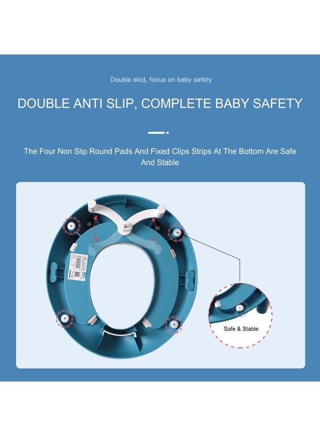 GUCHIGU Baby Toilet Training Seat with Soft Cushion | Anti-Slip Kids Potty Seat with Splash Guard | Comfortable & Safe Toddler Toilet Seat Trainer for Boys & Girls (1–8 Years, Blue-White-Cream) - Image 3