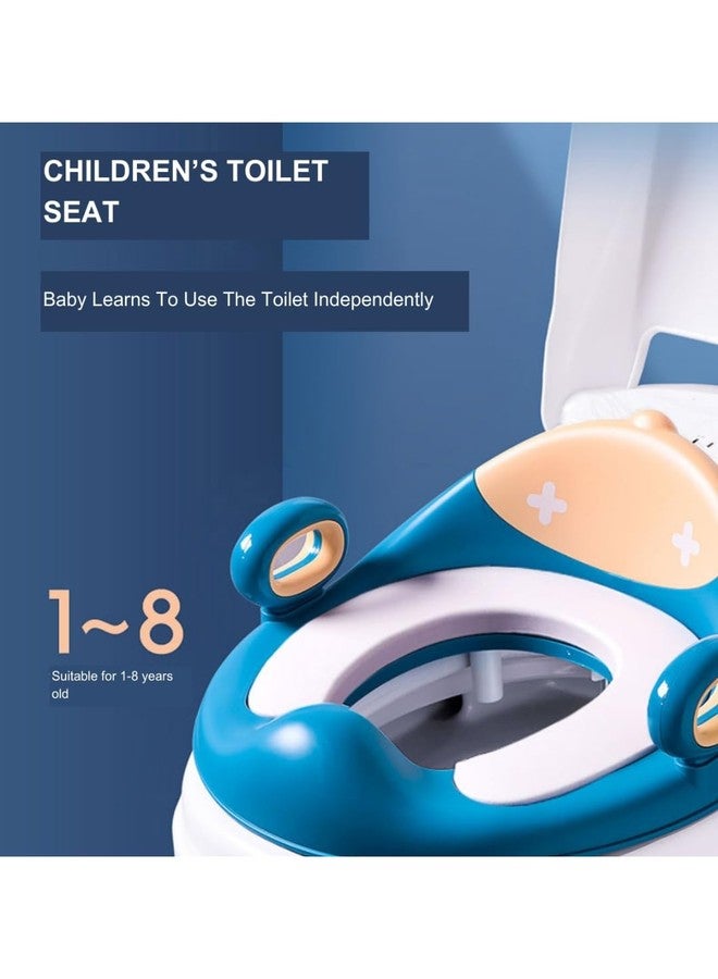 GUCHIGU Baby Toilet Training Seat with Soft Cushion | Anti-Slip Kids Potty Seat with Splash Guard | Comfortable & Safe Toddler Toilet Seat Trainer for Boys & Girls (1–8 Years, Blue-White-Cream) - Image 2