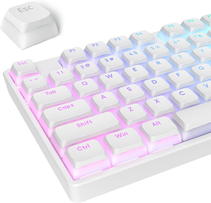 surmen 117-Key Pudding Keycaps，PBT Double Shot Keycaps XDA Profile Anti-Grease for MX Switches Mechanical Keyboard(White) - Image 1