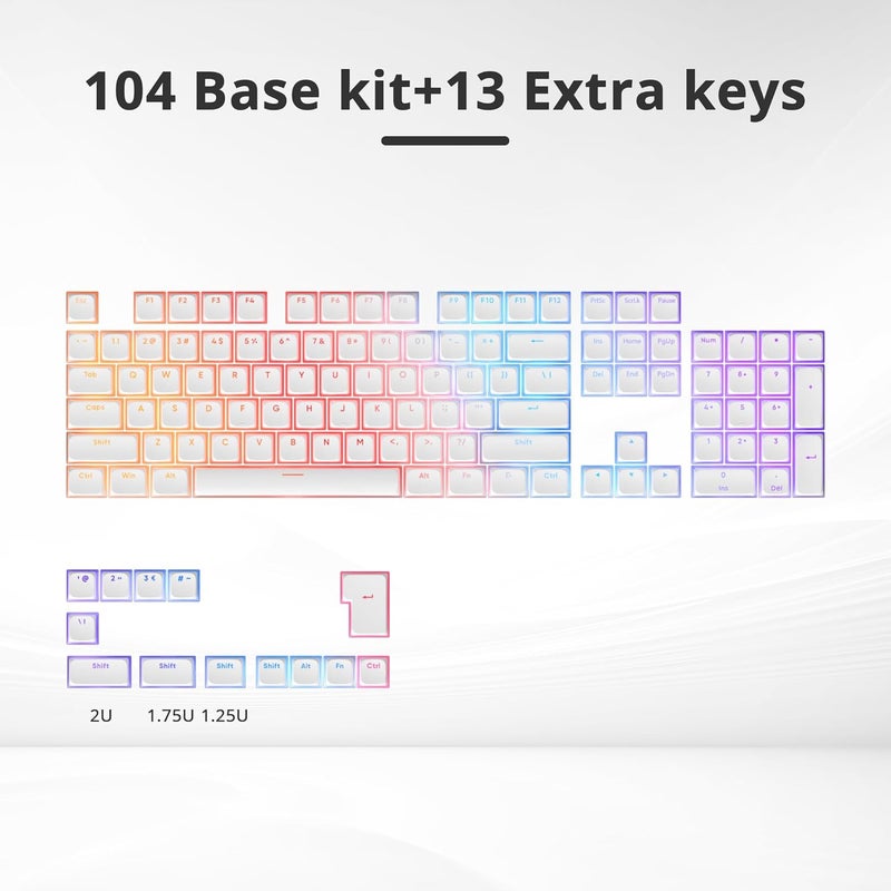 surmen 117-Key Pudding Keycaps，PBT Double Shot Keycaps XDA Profile Anti-Grease for MX Switches Mechanical Keyboard(White) - Image 4
