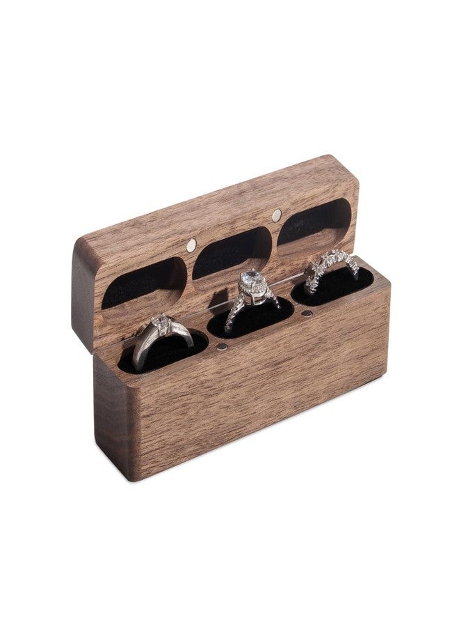 Wislist 3 Slots Ring Box - Wedding Ring Box Ring Bearer Holder Case Jewelry Ring Gift Box Vintage for Wedding Ceremony Proposal Engagement - Image 3