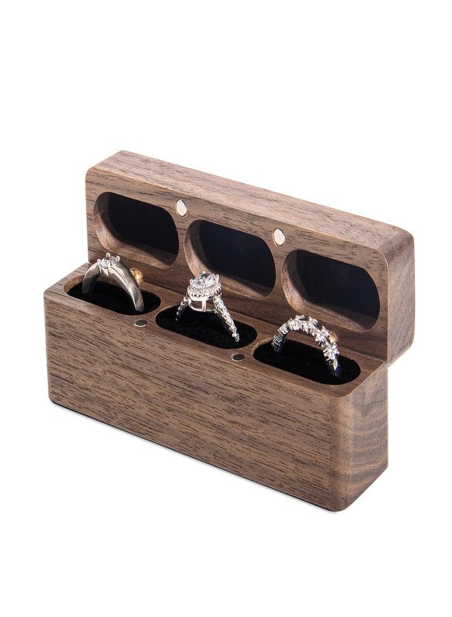 Wislist 3 Slots Ring Box - Wedding Ring Box Ring Bearer Holder Case Jewelry Ring Gift Box Vintage for Wedding Ceremony Proposal Engagement - Image 1