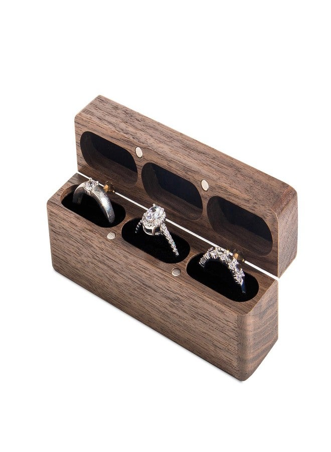 Wislist 3 Slots Ring Box - Wedding Ring Box Ring Bearer Holder Case Jewelry Ring Gift Box Vintage for Wedding Ceremony Proposal Engagement - Image 2