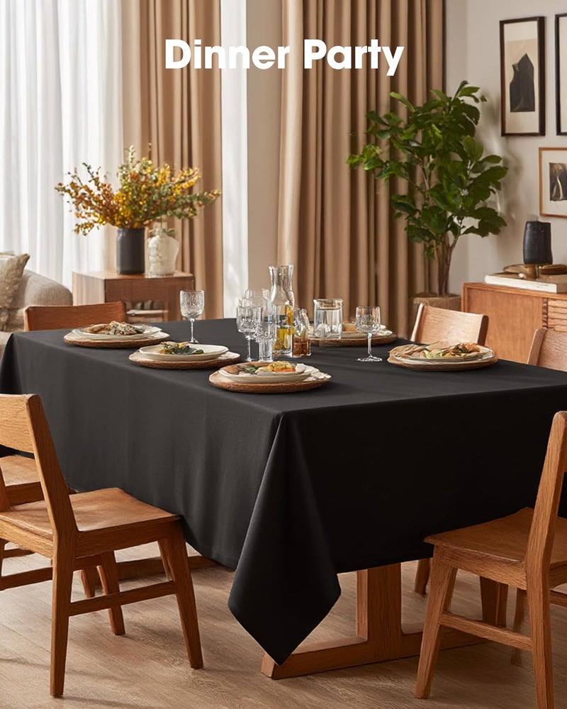 Black Polyester Table Cloth for Rectangle Tables, 60''x84'' - Washable & Ironable - Image 3