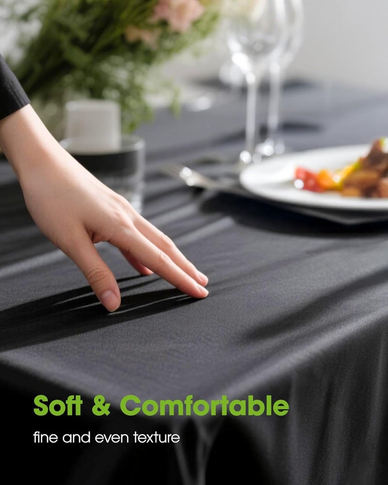 Black Polyester Table Cloth for Rectangle Tables, 60''x84'' - Washable & Ironable - Image 5
