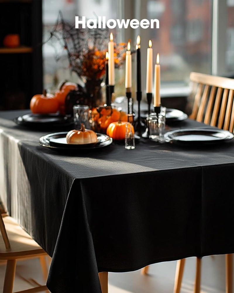 Black Polyester Table Cloth for Rectangle Tables, 60''x84'' - Washable & Ironable - Image 2
