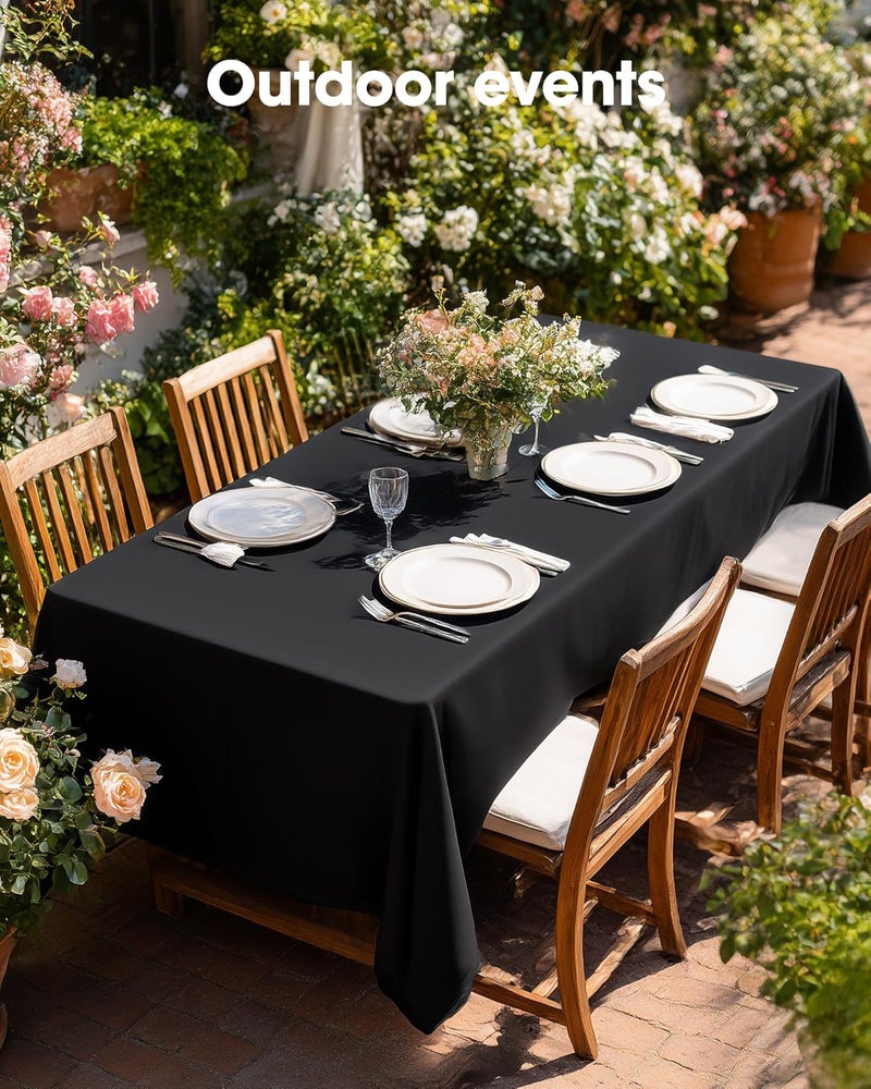 Black Polyester Table Cloth for Rectangle Tables, 60''x84'' - Washable & Ironable - Image 4