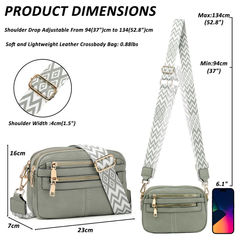 TANTOMI Crossbody Bags for Women, 6-Pockets Cross Body Purse, Vegan Leather Handbags Shoulder Bag for Travel, Gifts for Women - Image 3