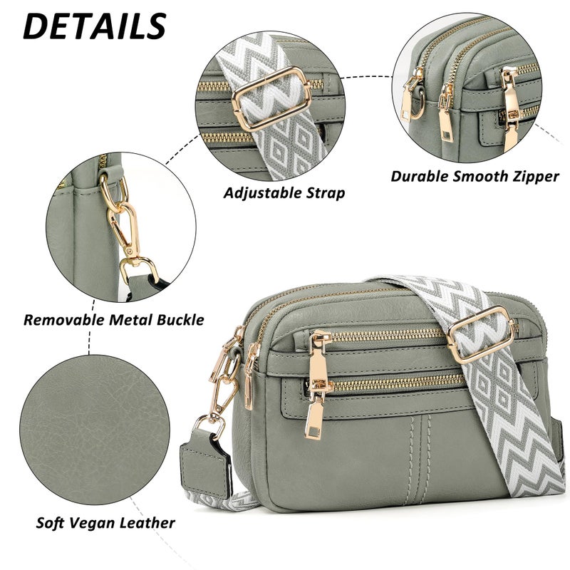 TANTOMI Crossbody Bags for Women, 6-Pockets Cross Body Purse, Vegan Leather Handbags Shoulder Bag for Travel, Gifts for Women - Image 5