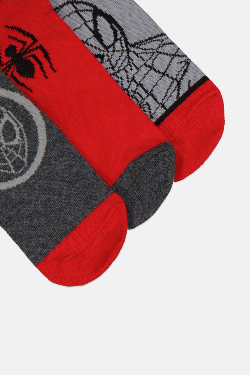 MARVEL Kids Boy 3 Pairs Spiderman Socks, Multicolor  - Image 2