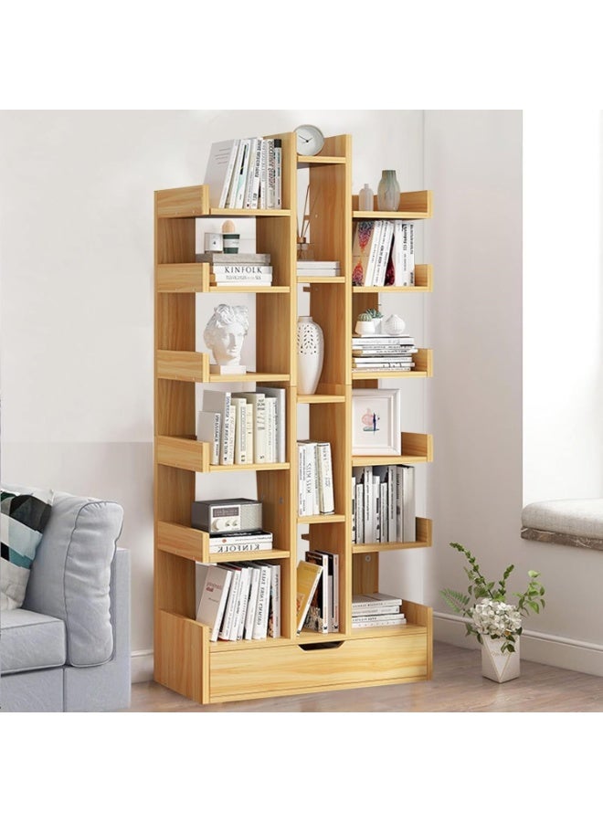انسجام رف كتب خشبي قائم بذاته مكون من 18 طبقة، رف تخزين، رف تخزين، رف أدراج للمنزل وغرفة المعيشة والمكتب - Image 1