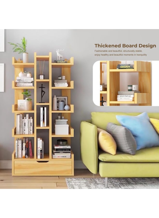 انسجام رف كتب خشبي قائم بذاته مكون من 18 طبقة، رف تخزين، رف تخزين، رف أدراج للمنزل وغرفة المعيشة والمكتب - Image 3