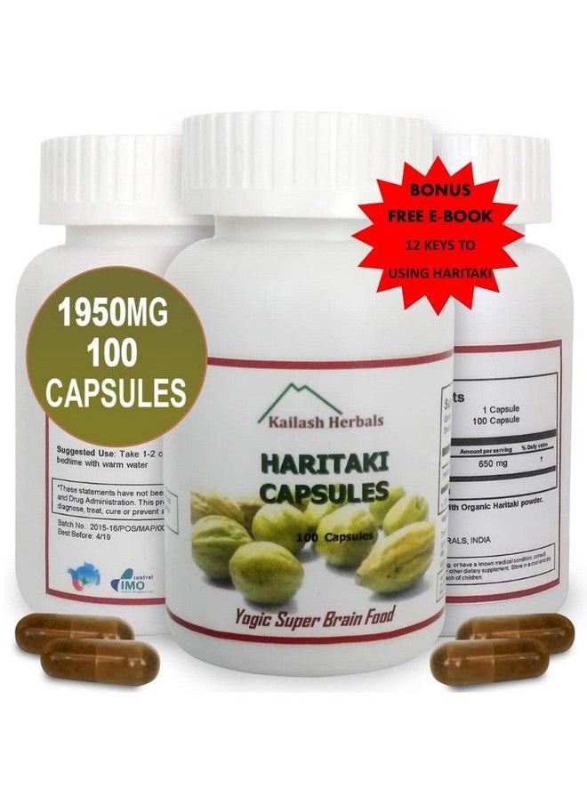 Organic Haritaki Capsules 2420Mg Improves Digestion Detoxification & Rejuvenation Maintains Regularity Brain Function 100 Capsules Terminalia Chebula ; Vegan Non Gmo