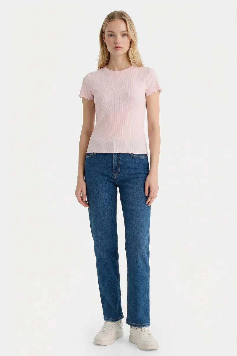ديفاكتو Slim Fit Crew Neck Camisole Short Sleeve T-Shirt