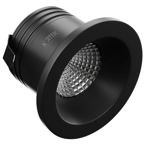 Nortek Prima+ 3W Mini Light, Spot Light for Ceiling, led Lights for Room, Ceiling Lights for Hall, Kitchen Lights Under Cabinet, cob Light for False Ceiling, Black Body Warm White, Pack of 1 - Image 1