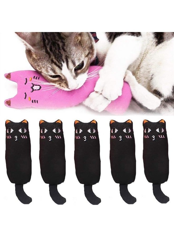 EBIEFLY 5Pcs Pet Cat Toy Contains Mint Pure Cotton Fabric for Tooth Grinding, Durable Removal, Clean Tooth Brushing, Cute Cat Mouse Shaped Gift (Black) - Image 1