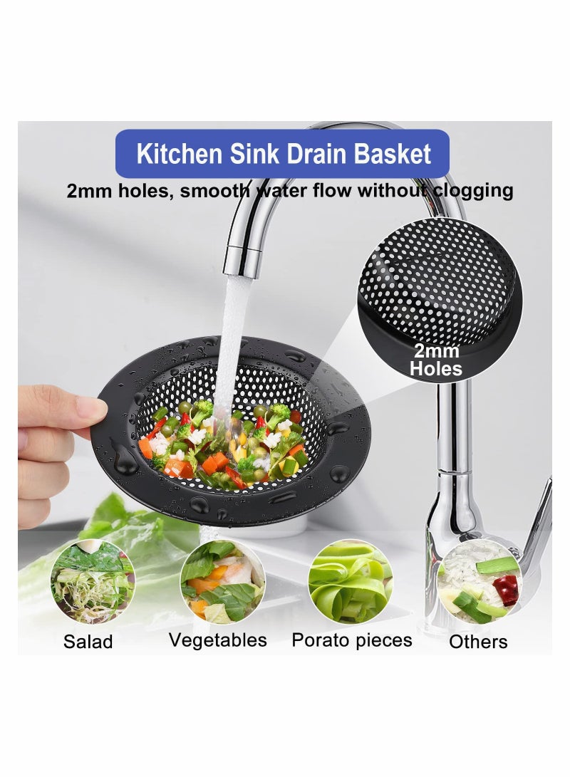 SYOSI 3 Pack of Kitchen Sink Stopper Strainer Upgraded Sink Basket Strainer Set Universal Anti Clogging Stainless Steel Kitchen Sink Drain Filter Sieve - Image 2