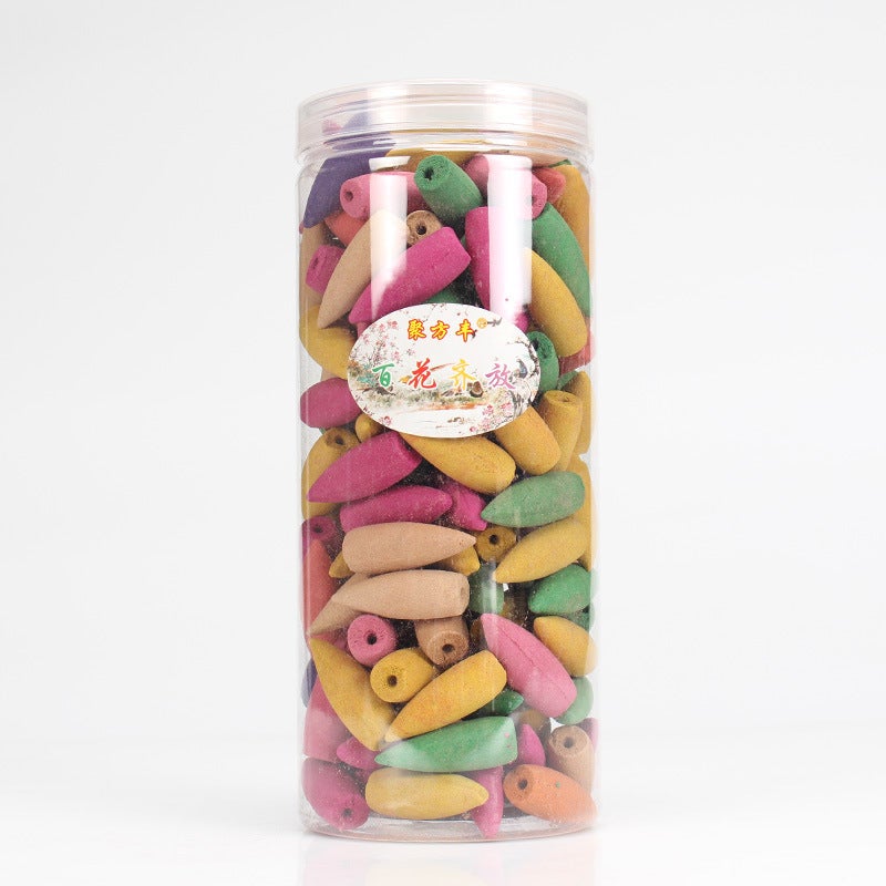 Spot factory direct s reverse flow incense grains Buddha incense sandalwood incense colorful floral incense extended version flow smoke tower incense household Let a Hundred Flowers Bloom Mixed Incense (approximately 168 capsules per jar) - Image 1