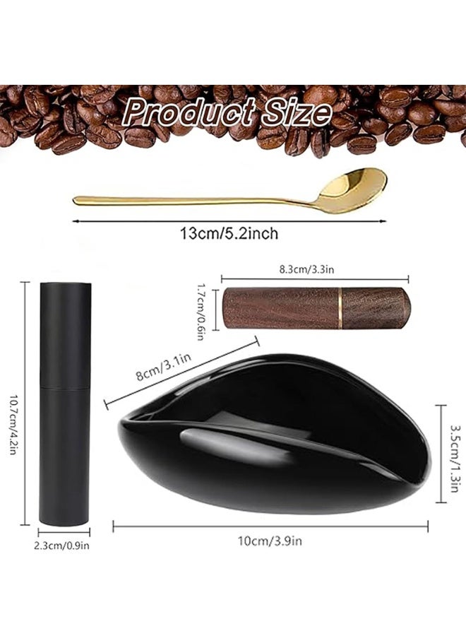 ZOXITY 4Pcs Coffee Dosing Cup,Spray Bottle For Espresso,Espresso Stirrer and Spoon Set Ceramic Vessel Tray, Single Dose Measuring Kit, Coffee Bar Accessories, Lover Gift (Black) - Image 3