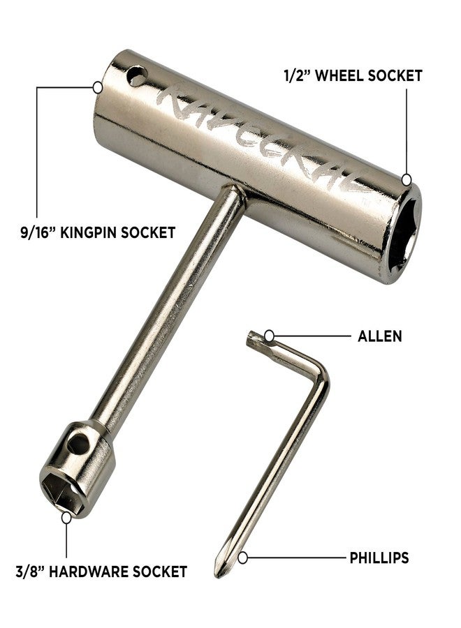 RADECKAL Compact Pocket Skate Tool - All in One Skate Tool for Skateboards, Collapses to Fit in Your Pocket (Silver) - Image 3