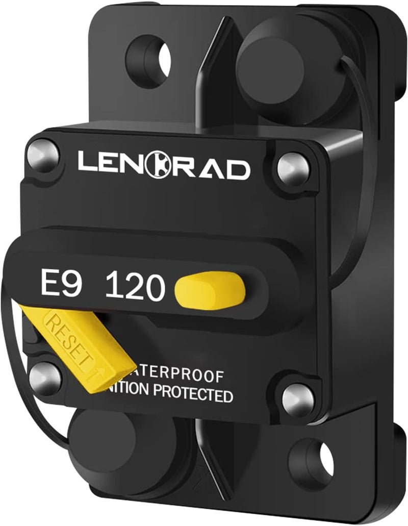 LENKRAD 120 Amp Marine Circuit Breaker Resettable 120A with Manual Reset Switch Button for Boat, Trolling, RV, Yacht, 12V - 48V DC, Waterproof, Surface Mount (120 Amp Boat Circuit Breaker) - Image 1