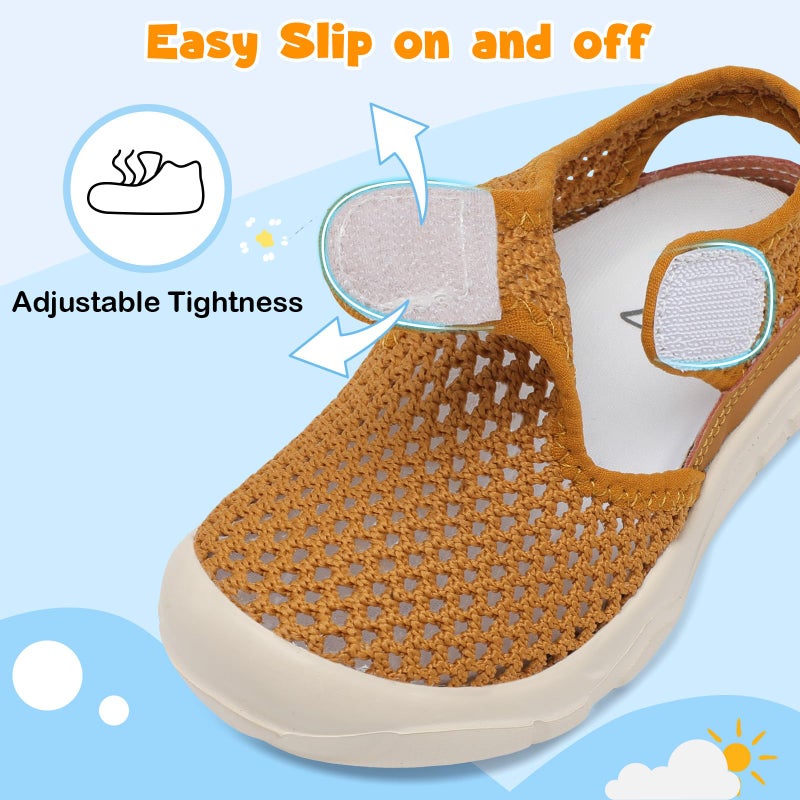 LeIsfIt Toddler Girls Boys Sandals Closed Toe Water Sandals Kids Lightweight Wide Water Shoes for Beach Swim Brown 6 Toddler - Image 4