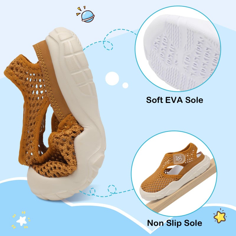 LeIsfIt Toddler Girls Boys Sandals Closed Toe Water Sandals Kids Lightweight Wide Water Shoes for Beach Swim Brown 6 Toddler - Image 5