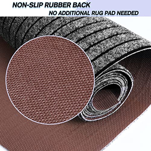 Weidear Custom Size Backed Non-Slip Area Rugs Runner, Easy Clean, Waterproof Runner Rugs for Hallway Entryway, Kitchen, Laundry, 2FT x 6FT, Gray Stripe - Image 4