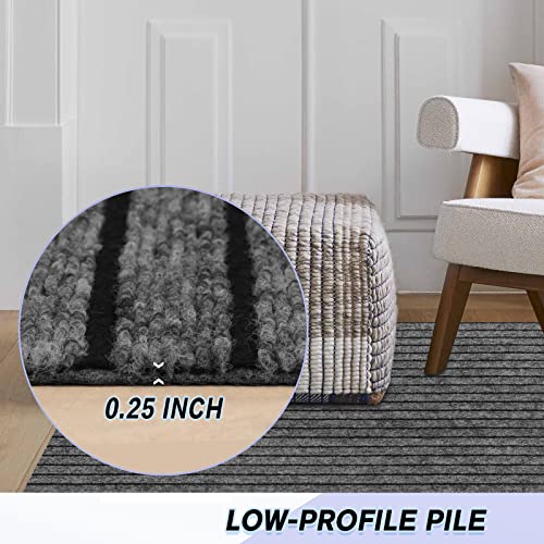 Weidear Custom Size Backed Non-Slip Area Rugs Runner, Easy Clean, Waterproof Runner Rugs for Hallway Entryway, Kitchen, Laundry, 2FT x 6FT, Gray Stripe - Image 3