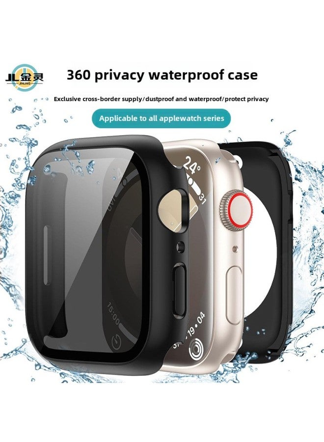 حافظة ساعة Apple Watch Anti-peep Watch S10، حافظة شاملة مقاومة للماء، حافظة حماية متكاملة لساعة iWatch9 - اللون: أسود - مضادة للفتح 【طراز نصف العبوة مقاوم للماء】 - حجم المظهر: ساعة Apple Watch 4/5/6【40 مم】 - Image 2