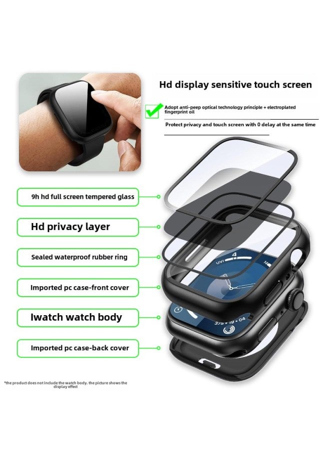 حافظة ساعة Apple Watch Anti-peep Watch S10، حافظة شاملة مقاومة للماء، حافظة حماية متكاملة لساعة iWatch9 - اللون: أسود - مضادة للفتح 【طراز نصف العبوة مقاوم للماء】 - حجم المظهر: ساعة Apple Watch 4/5/6【40 مم】 - Image 4